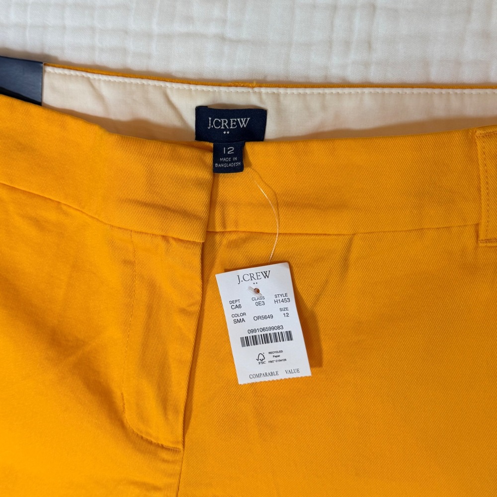 J.Crew 5" Chino Shorts Women's Size 12 Bright Yellow Cotton Preppy Summer NWT - Picture 3 of 9